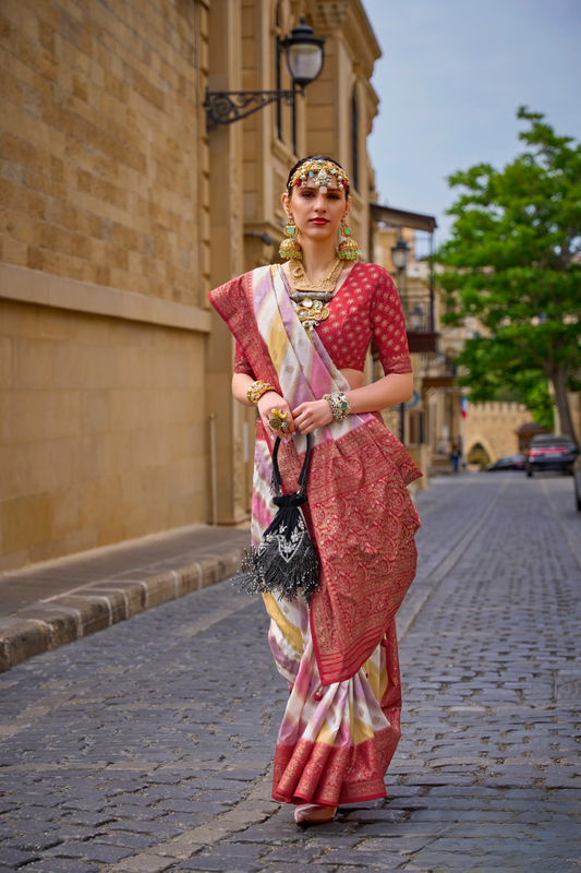 Graceful Aqua Effect Saree in Viscose Polyester Silk Fabric