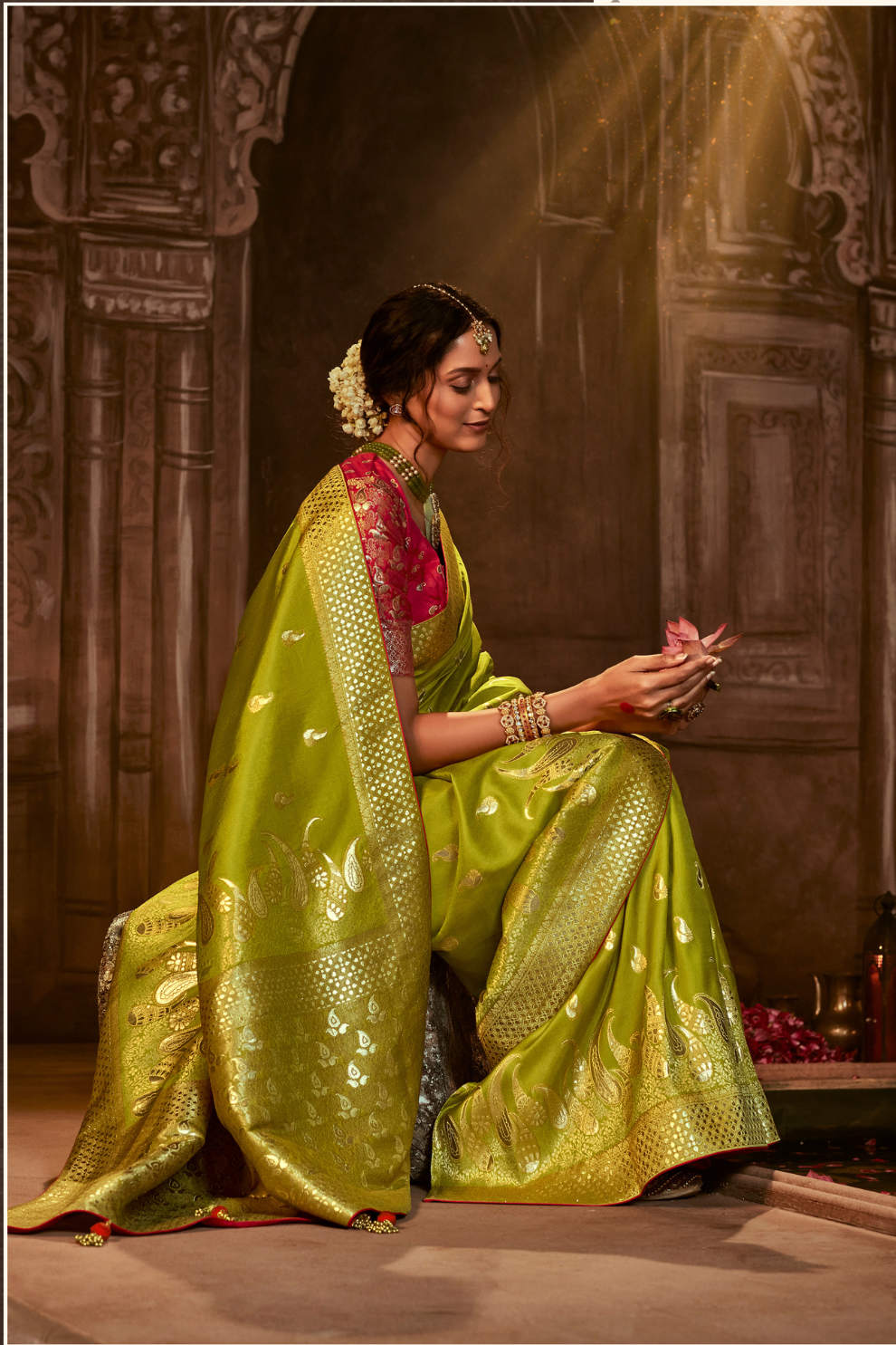 Royal Charm Pure Viscose Dola Silk Banarasi Saree with Designer Elegance