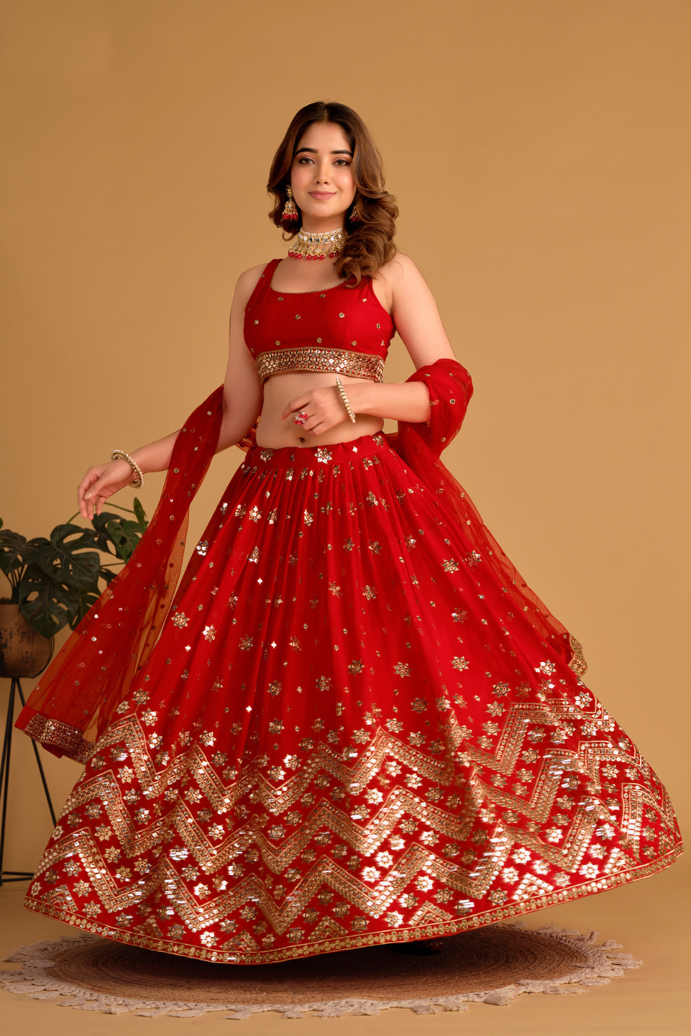 Richly Embroidered Lehenga with Sequins & Zari Detailing