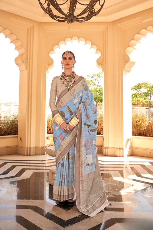 Rich Banarasi Handwoven  khadi Silk Saree with Traditional Weave