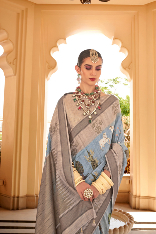 Rich Banarasi Handwoven  khadi Silk Saree with Traditional Weave