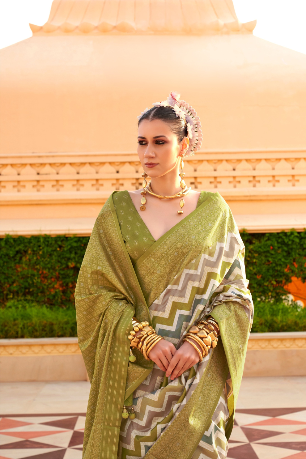 Foil Printed Poly Viscose Silk Saree with Elegant Aqua Finish