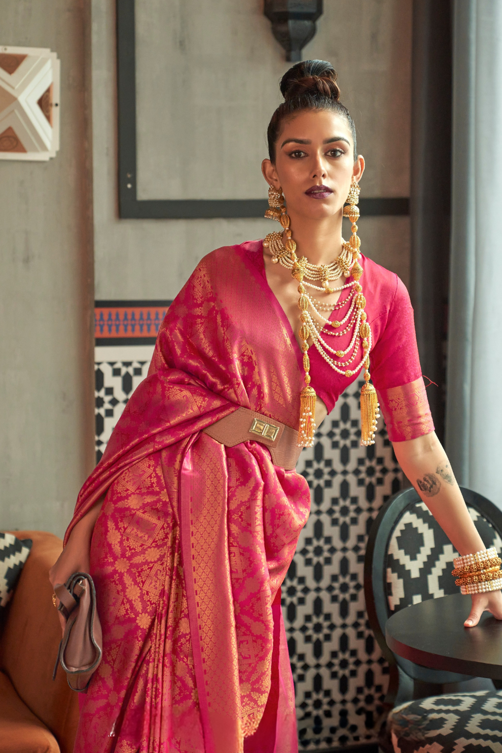 Traditional Kanjivaram Silk Saree with Rich Zari Weaving