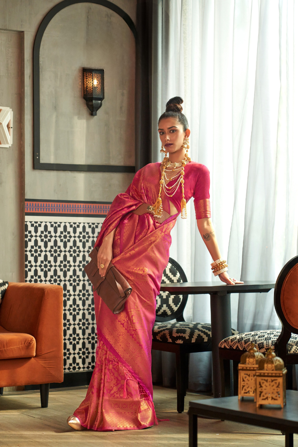 Traditional Kanjivaram Silk Saree with Rich Zari Weaving