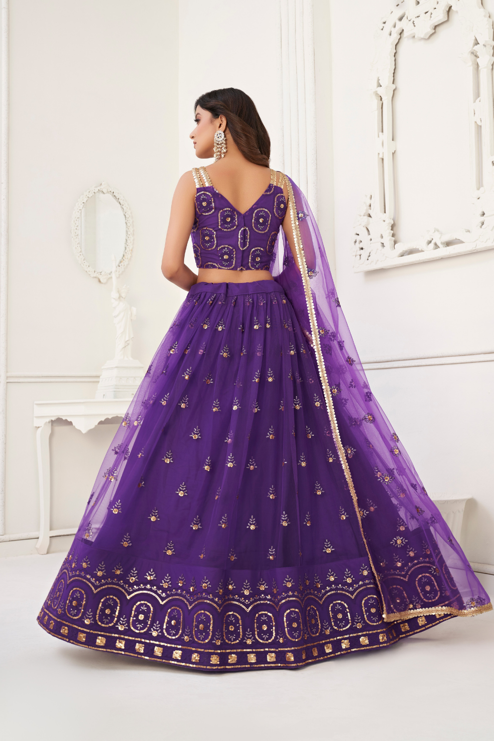 Trendy Butterfly Net Lehenga Choli with Intricate Thread & Sequin Work