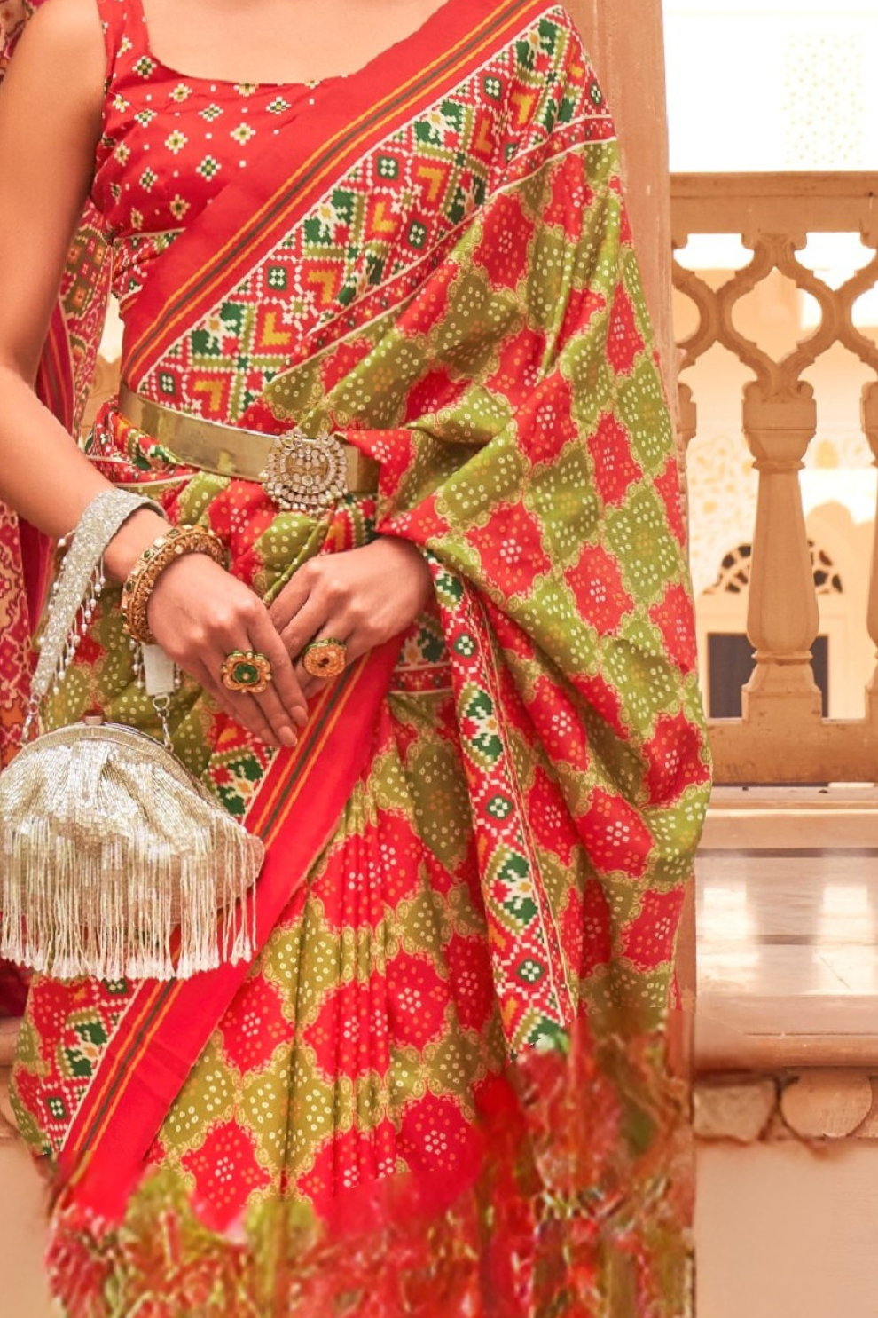 Classic Tussar Silk Saree with Ethnic Print Detailing