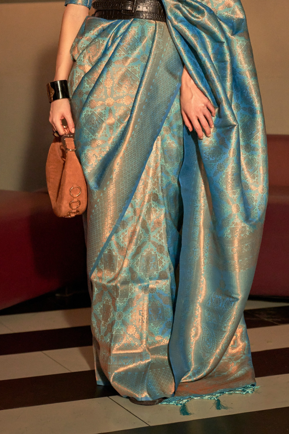 Two-Tone Handloom Woven Silk Saree with Subtle Zari Accents