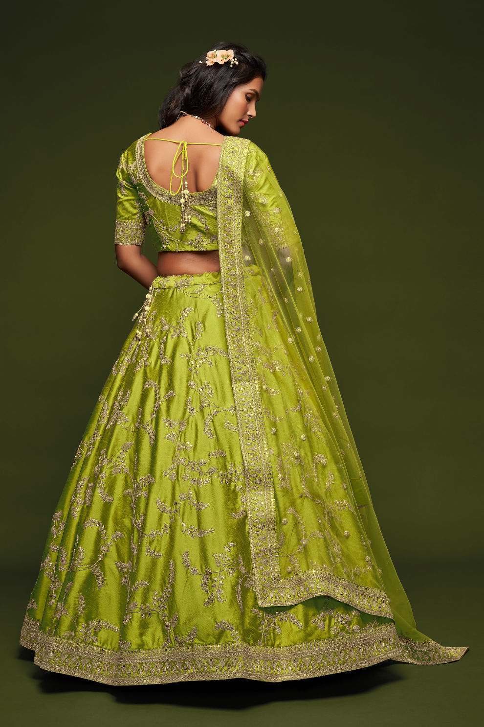 Thread Embroidered Silk Wedding Wear Lehenga Choli