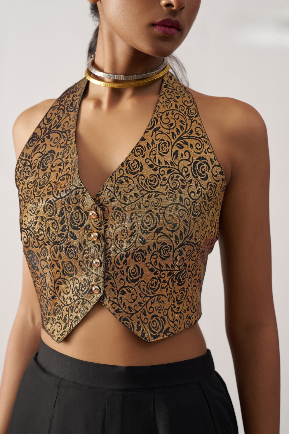 Sophisticated Black Jacquard Palazzo for Evening Parties