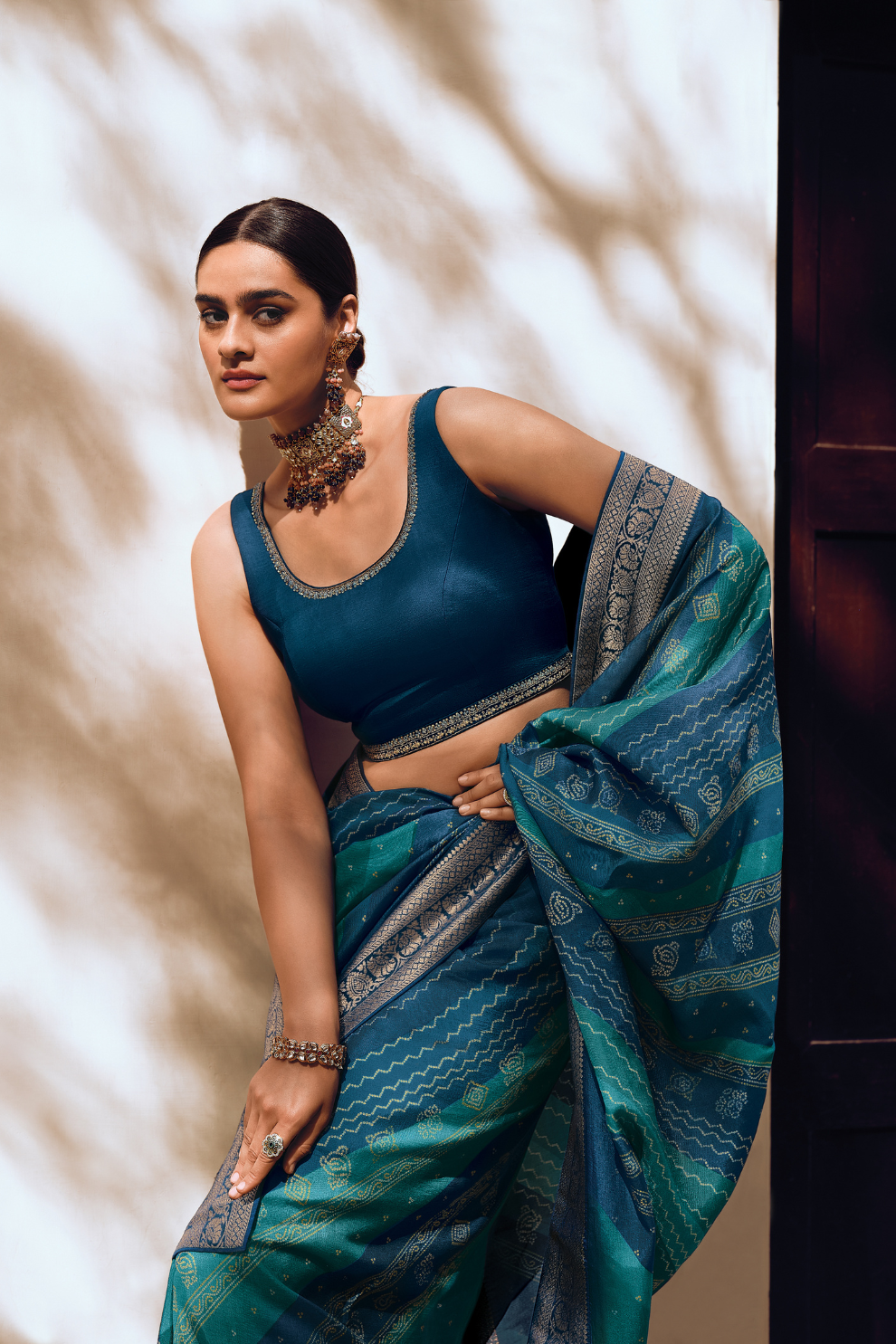 Vibrant Viscose Silk Bandhani Print Saree with Blouse Piece