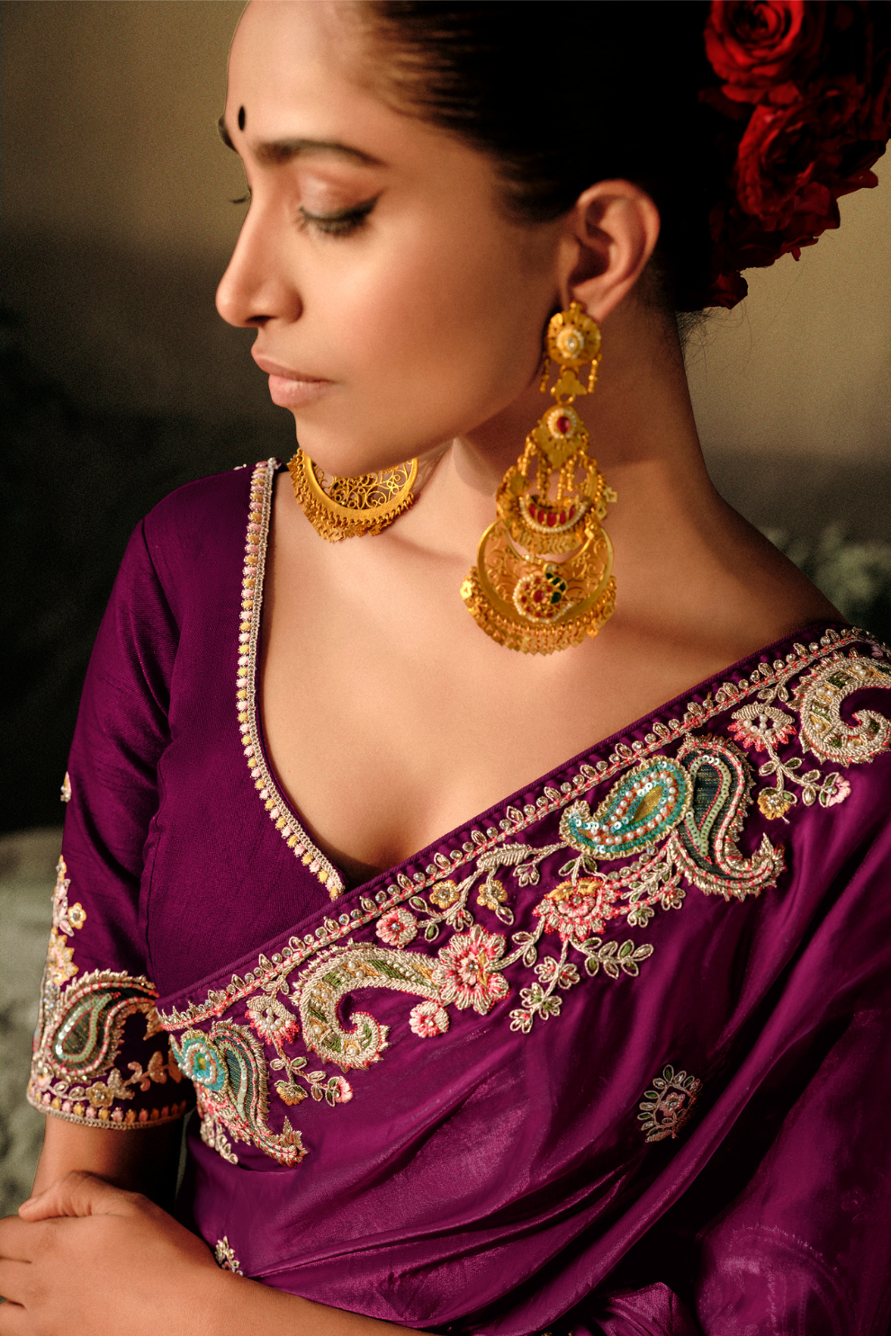 Banarasi Dola Silk Saree with Embroidery and Heavy Work Blouse