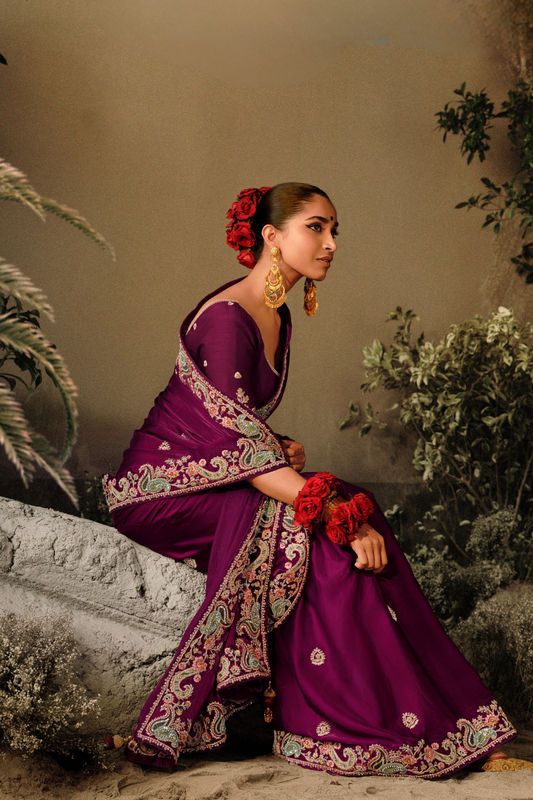 Banarasi Dola Silk Saree with Embroidery and Heavy Work Blouse