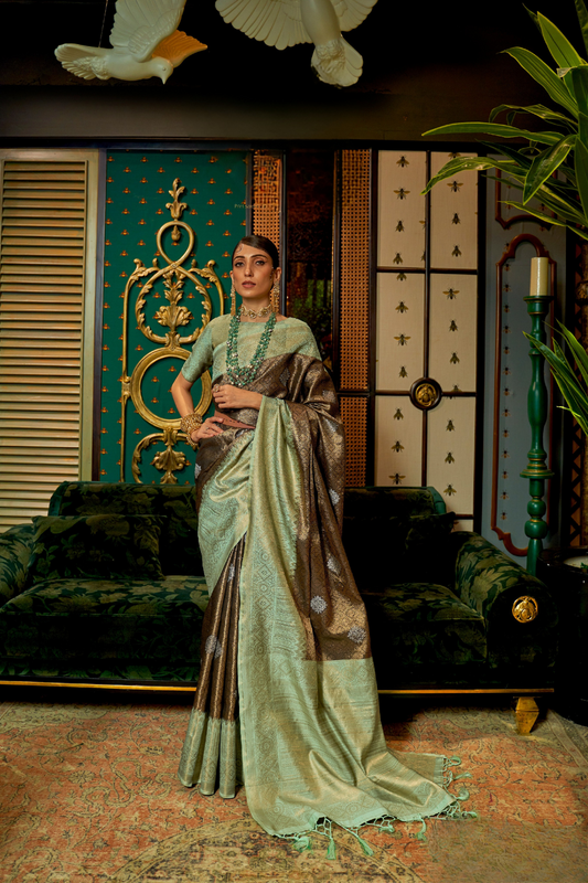 Pure Silk Saree with Rich Zari Weave & Charming Pallu Tassels