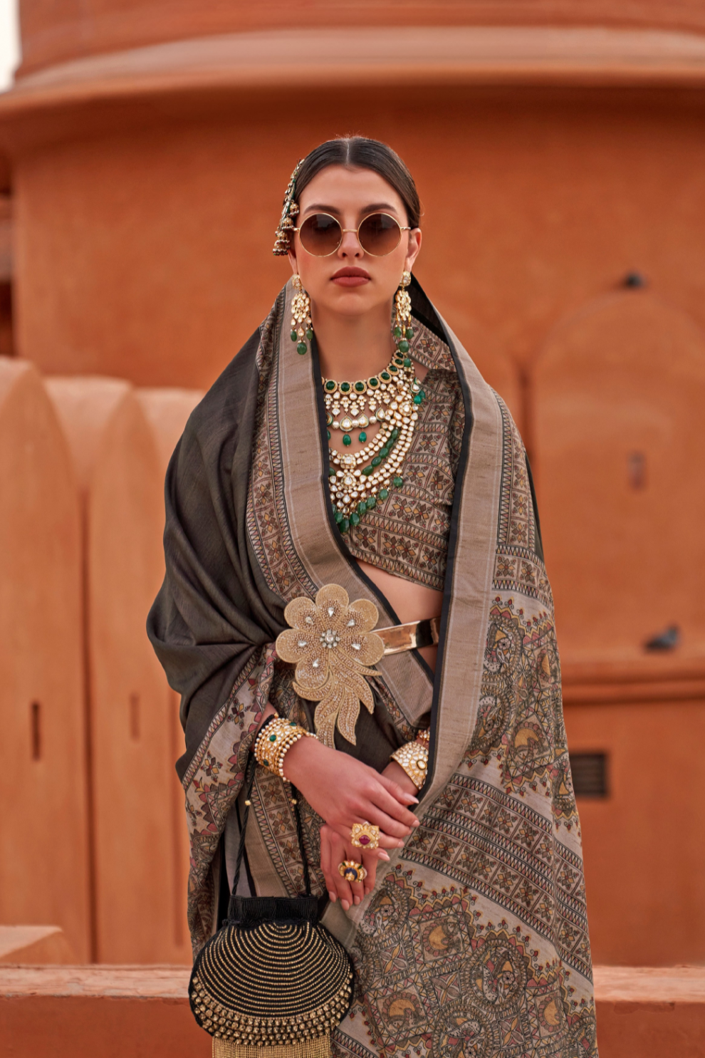 Glossy Finish Saree in Viscose Polyester Silk Fabric Print