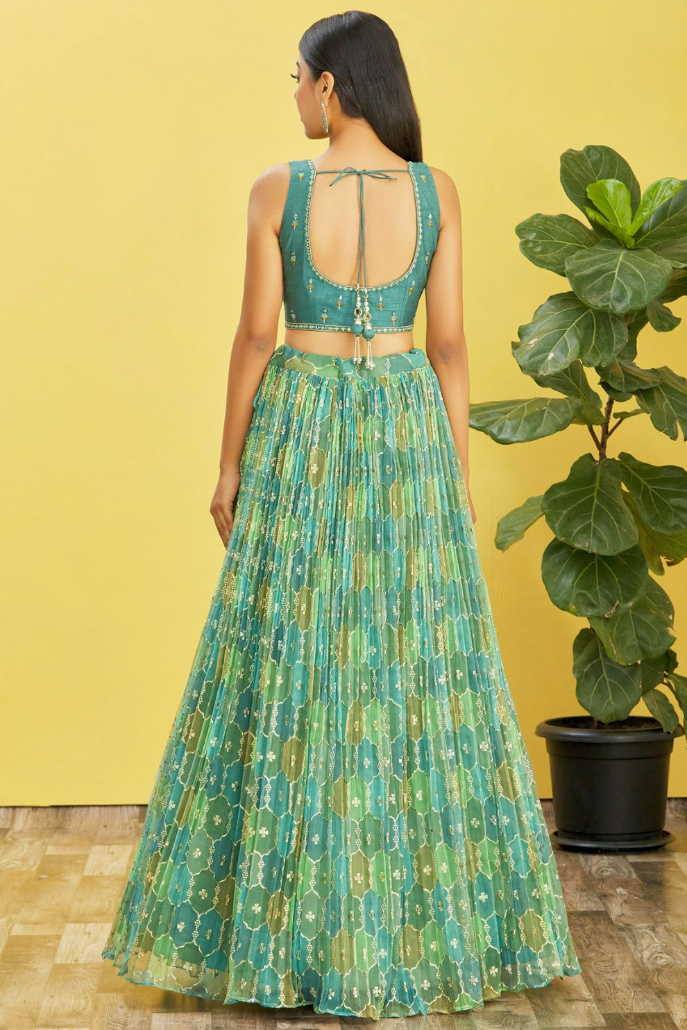 Vibrant Digital Printed Organza Lehenga Choli with Contemporary Flair