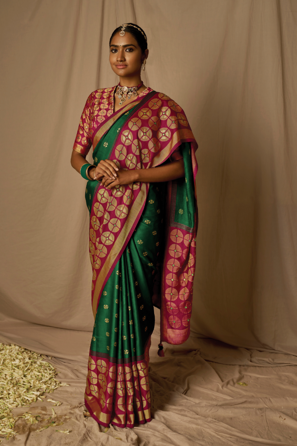 Soft Brasso Floral Printed Saree with Graceful Drape and Lightweight