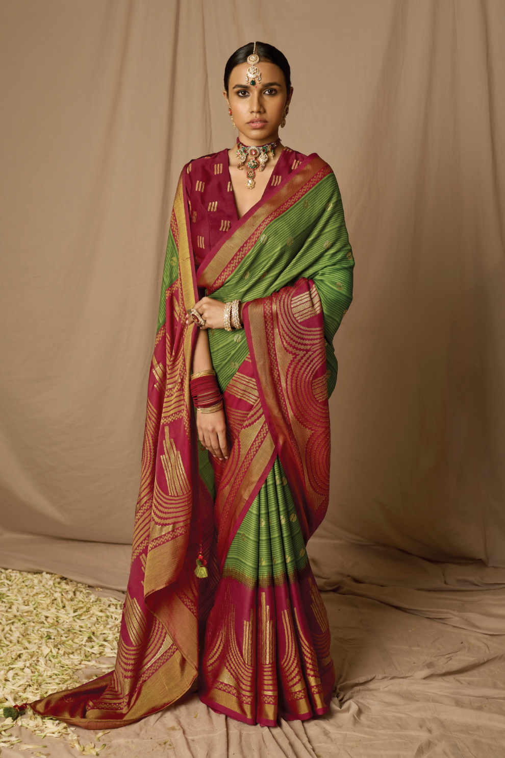 Soft Brasso Floral Printed Saree with Graceful Drape and Lightweight