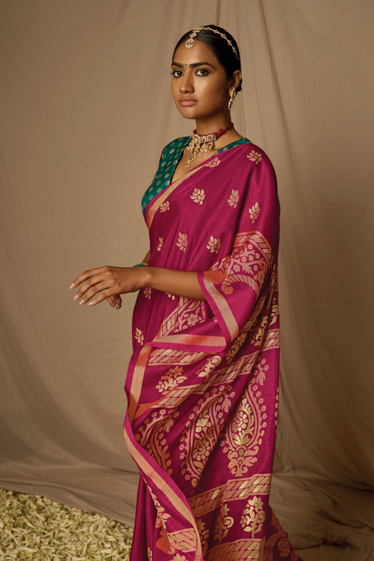 Soft Brasso Floral Printed Saree with Graceful Drape and Lightweight