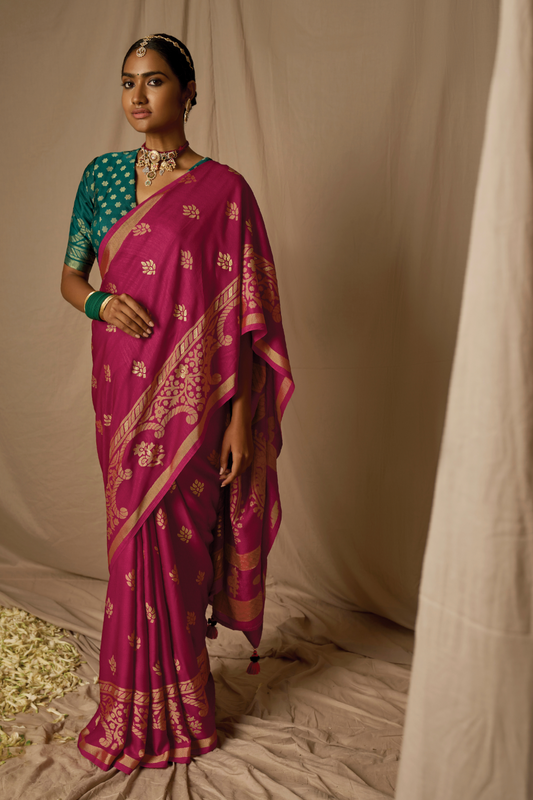 Soft Brasso Floral Printed Saree with Graceful Drape and Lightweight