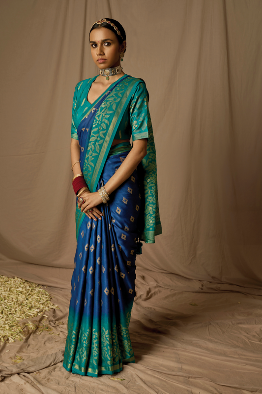Soft Brasso Floral Printed Saree with Graceful Drape and Lightweight