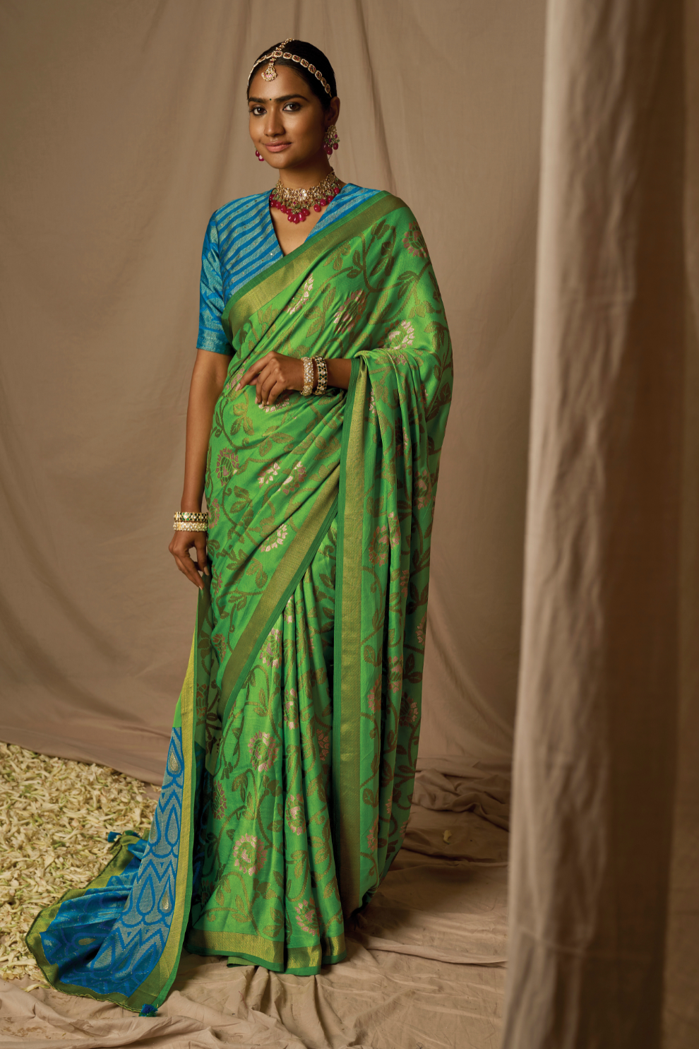Soft Brasso Floral Printed Saree with Graceful Drape and Lightweight