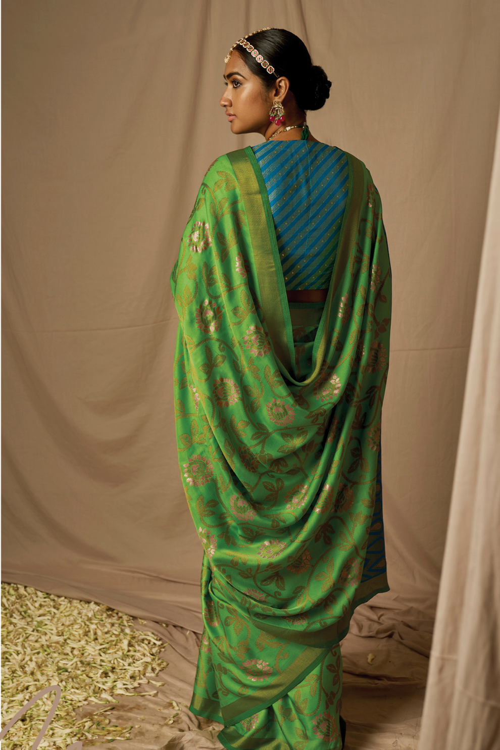 Soft Brasso Floral Printed Saree with Graceful Drape and Lightweight