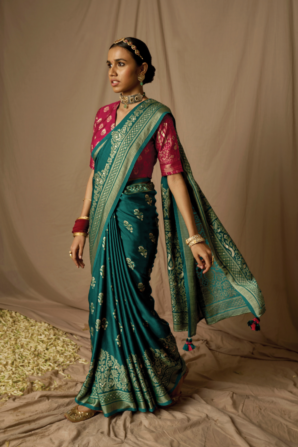 Soft Brasso Floral Printed Saree with Graceful Drape and Lightweight