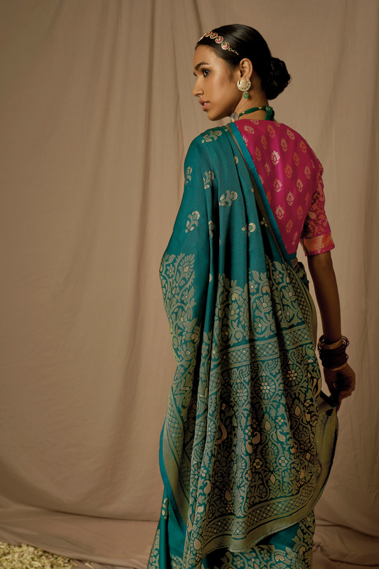 Soft Brasso Floral Printed Saree with Graceful Drape and Lightweight