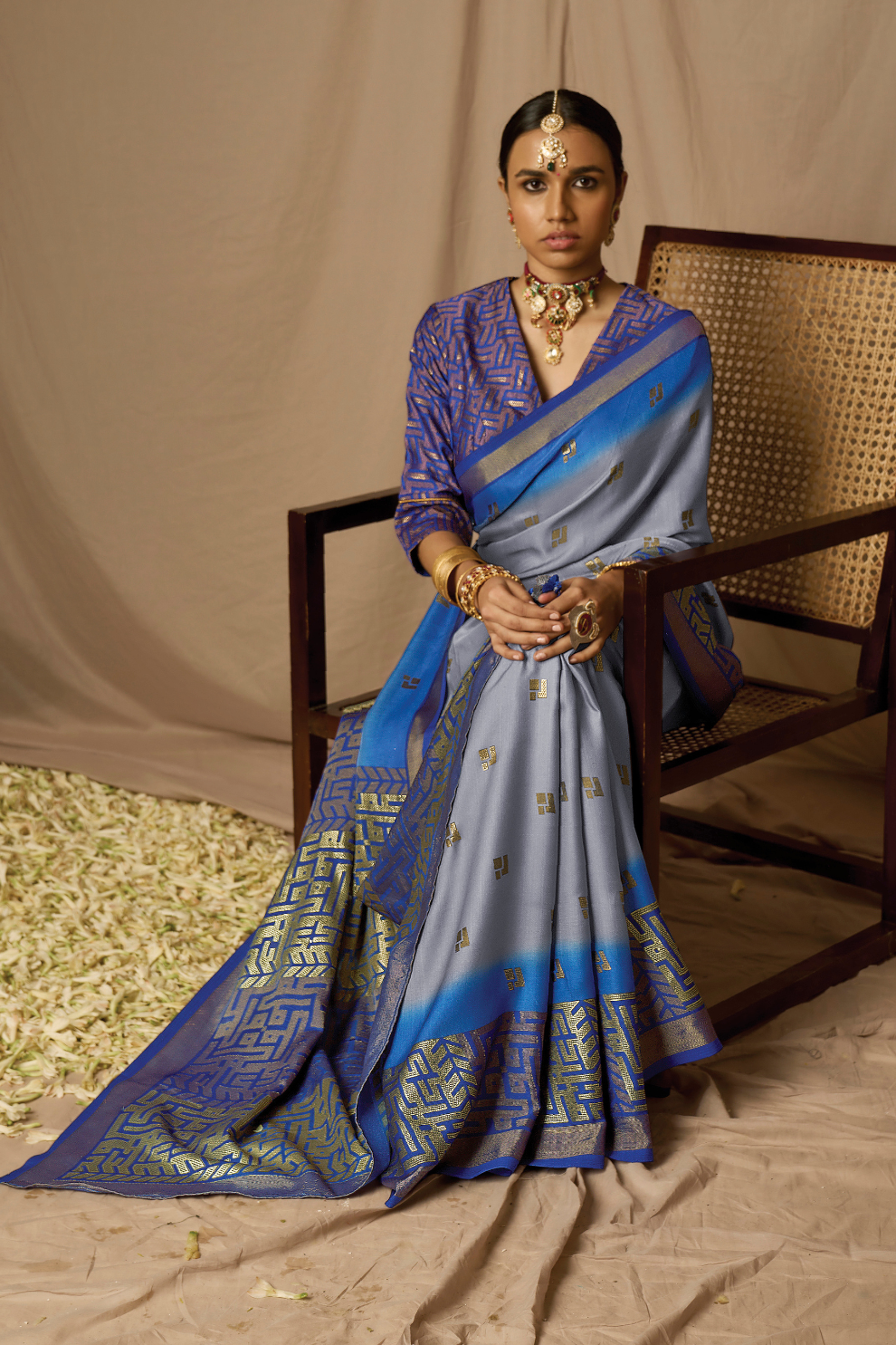 Soft Brasso Floral Printed Saree with Graceful Drape and Lightweight