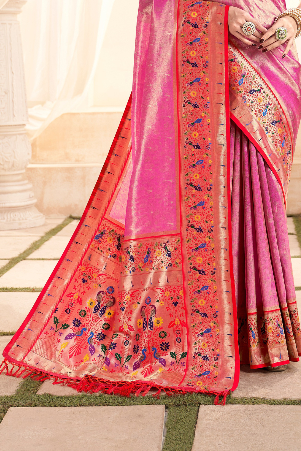Heritage Paithani Tissue Silk with Traditional Zari Weaving - LaVante Fashion