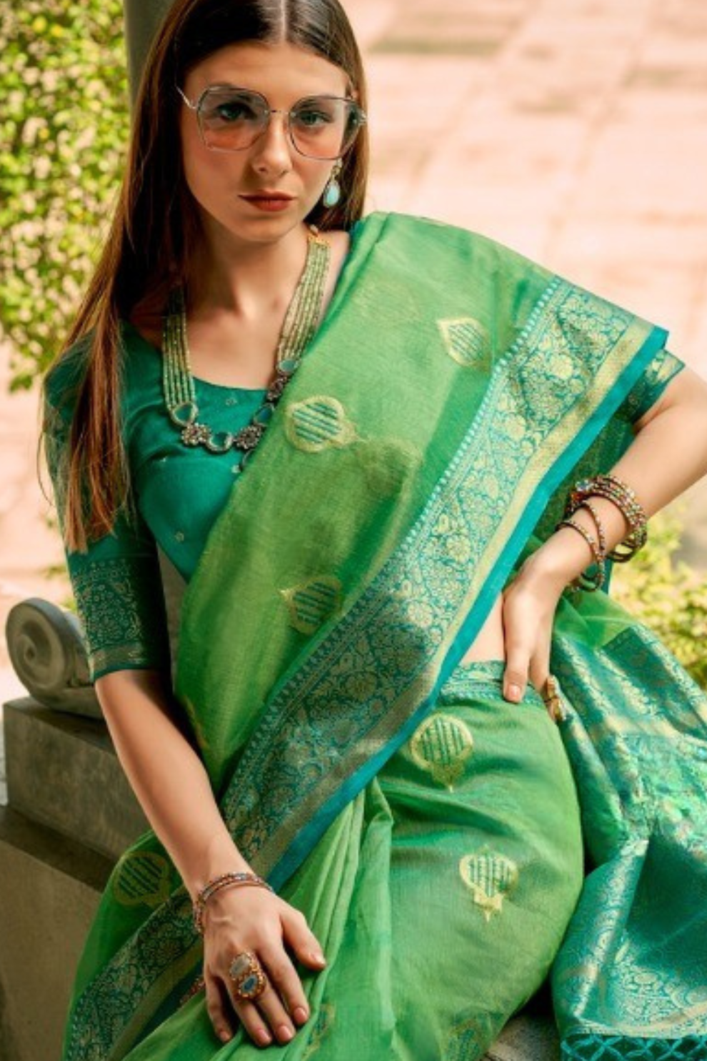 Elegant Soft Tissue Silk Draped in Traditional Zari Work - LaVante Fashion