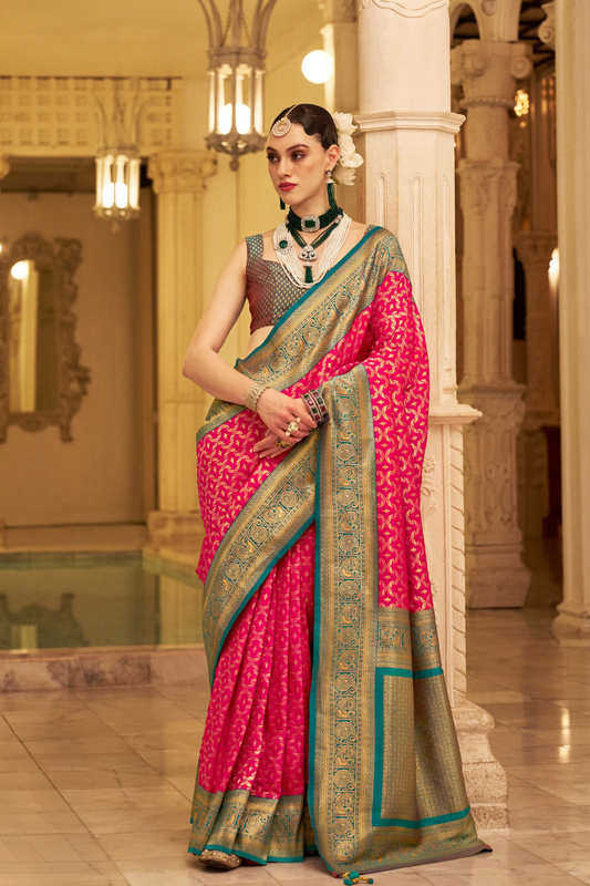 Soft Finish Banarasi Silk Saree with Kanchipuram Weave Design
