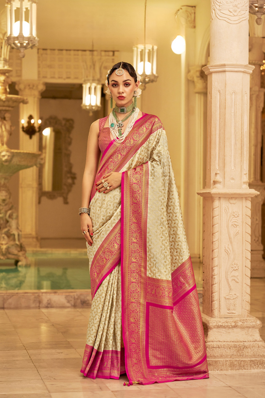 Soft Finish Banarasi Silk Saree with Kanchipuram Weave Design