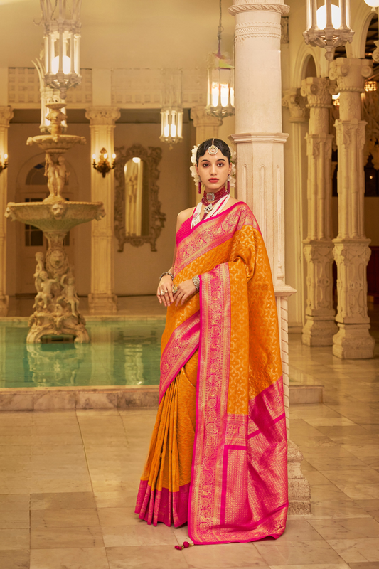 Soft Finish Banarasi Silk Saree with Kanchipuram Weave Design
