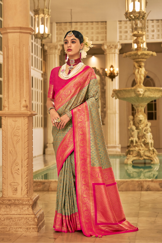 Soft Finish Banarasi Silk Saree with Kanchipuram Weave Design