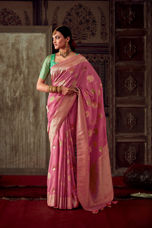 Banarasi Crepe Silk Saree with Zari Weaving Work