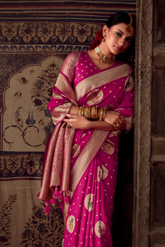 Banarasi Crepe Silk Saree with Zari Weaving Work