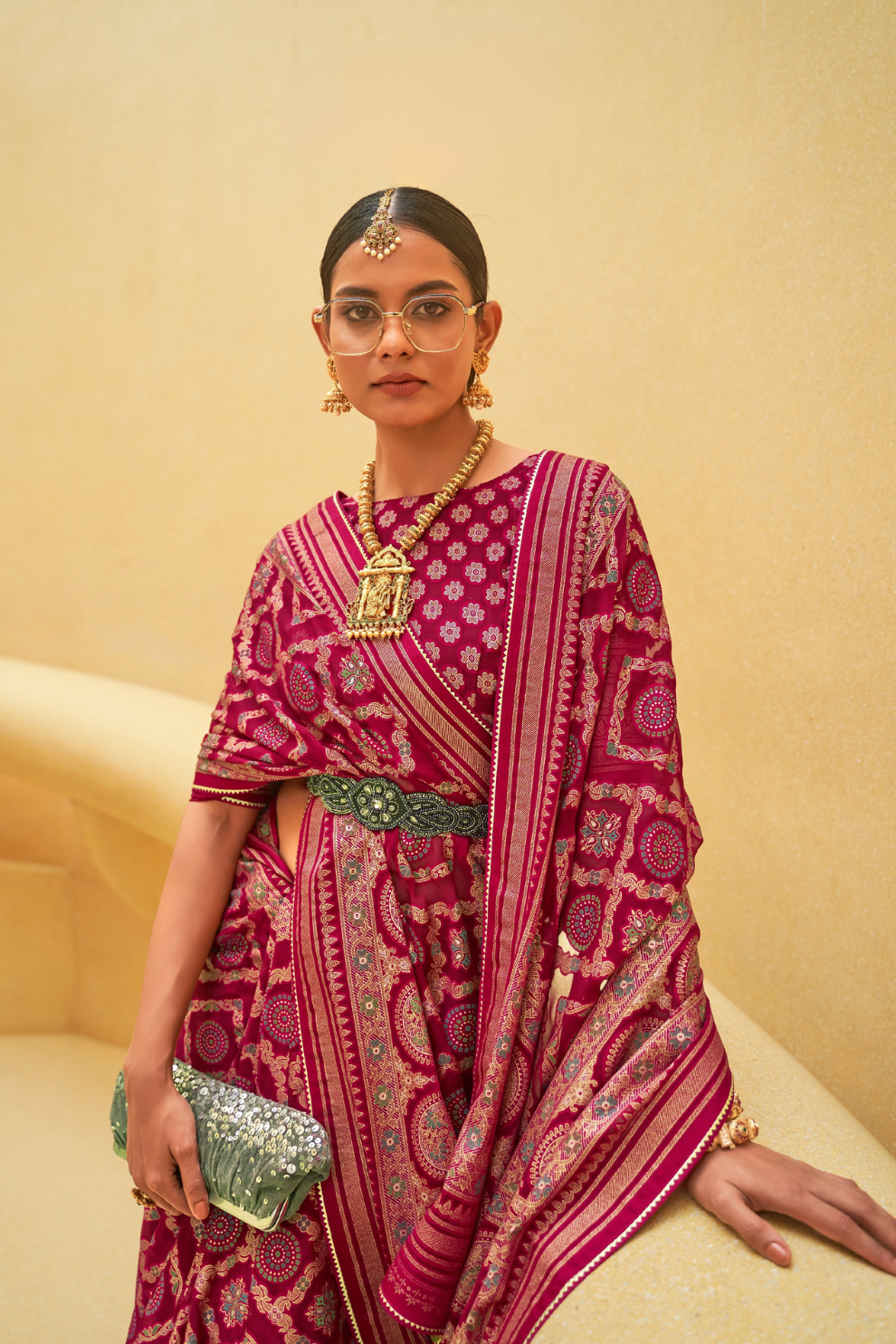 Banarasi Organza Bagh Floral Embellished Designer Saree