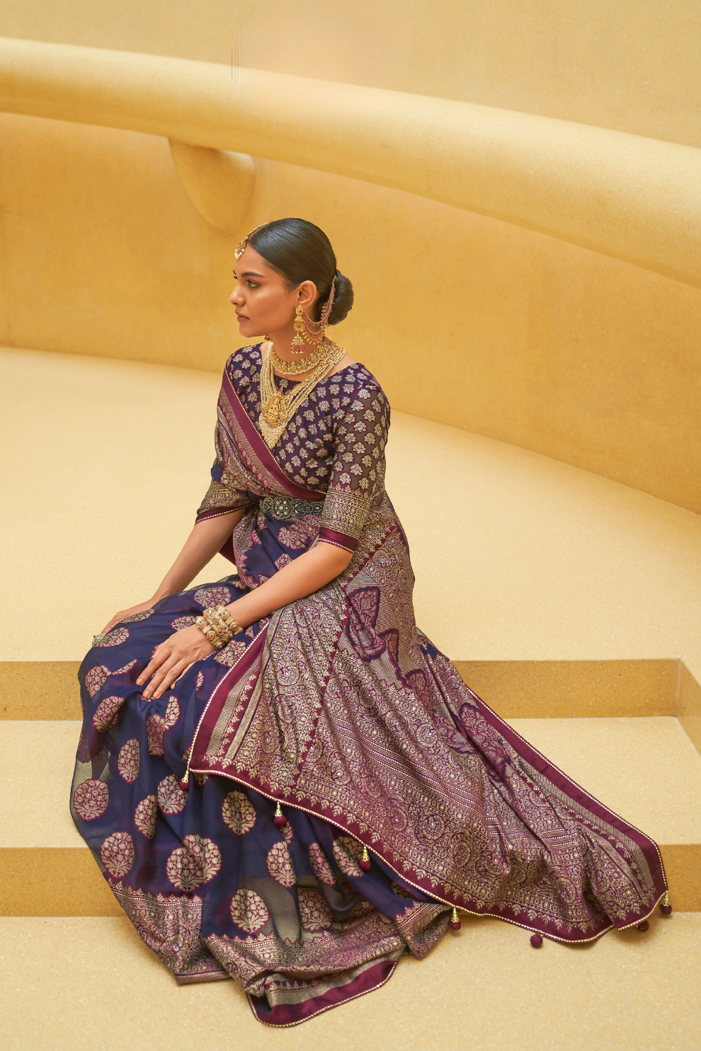 Banarasi Organza Bagh Floral Embellished Designer Saree