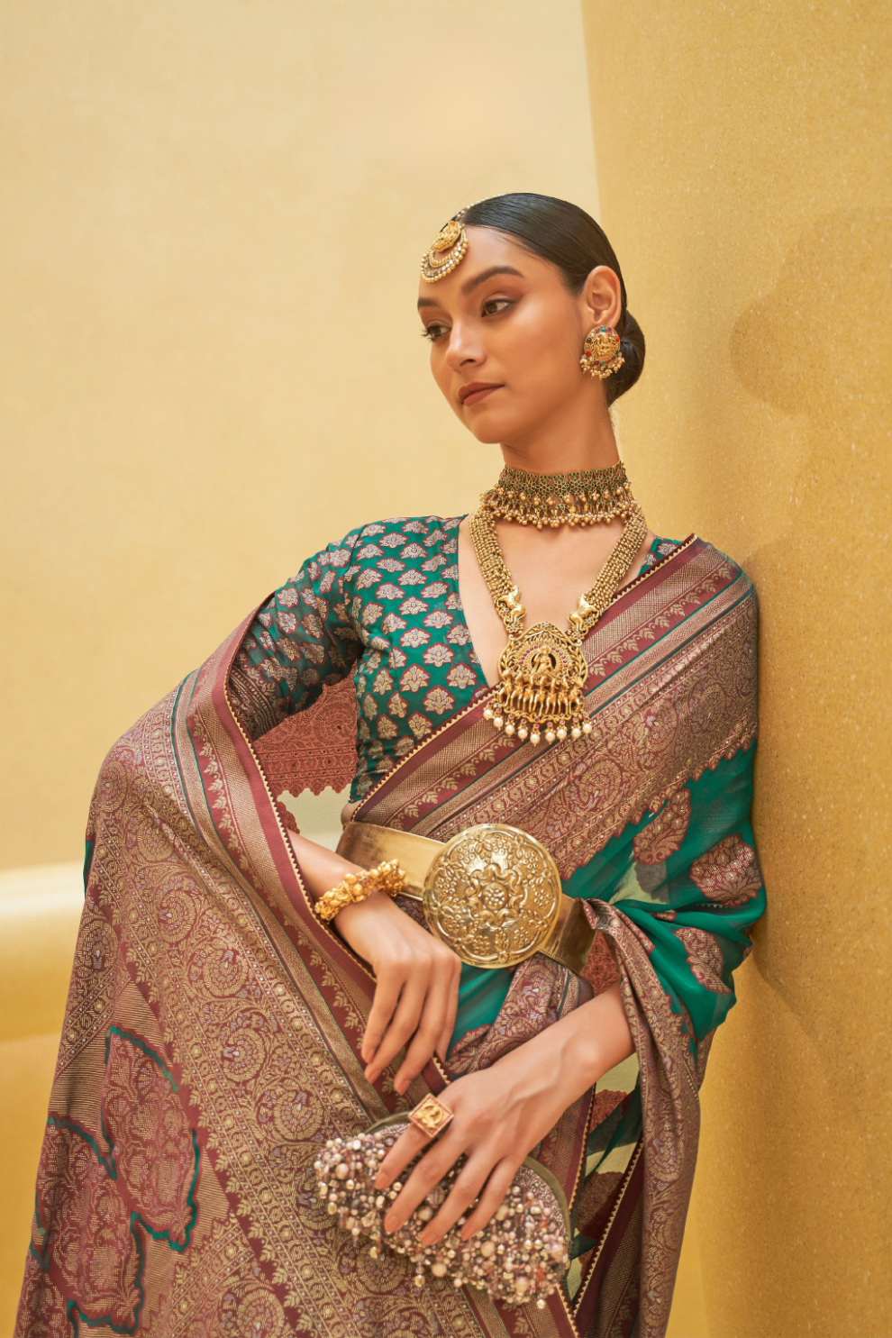 Banarasi Organza Bagh Floral Embellished Designer Saree