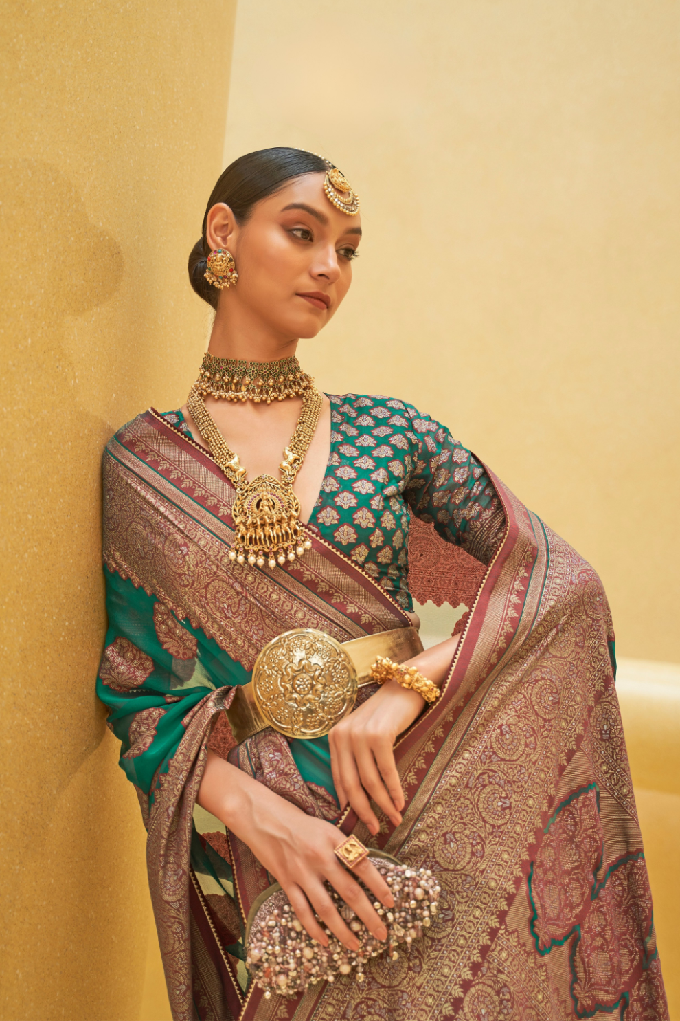 Banarasi Organza Bagh Floral Embellished Designer Saree