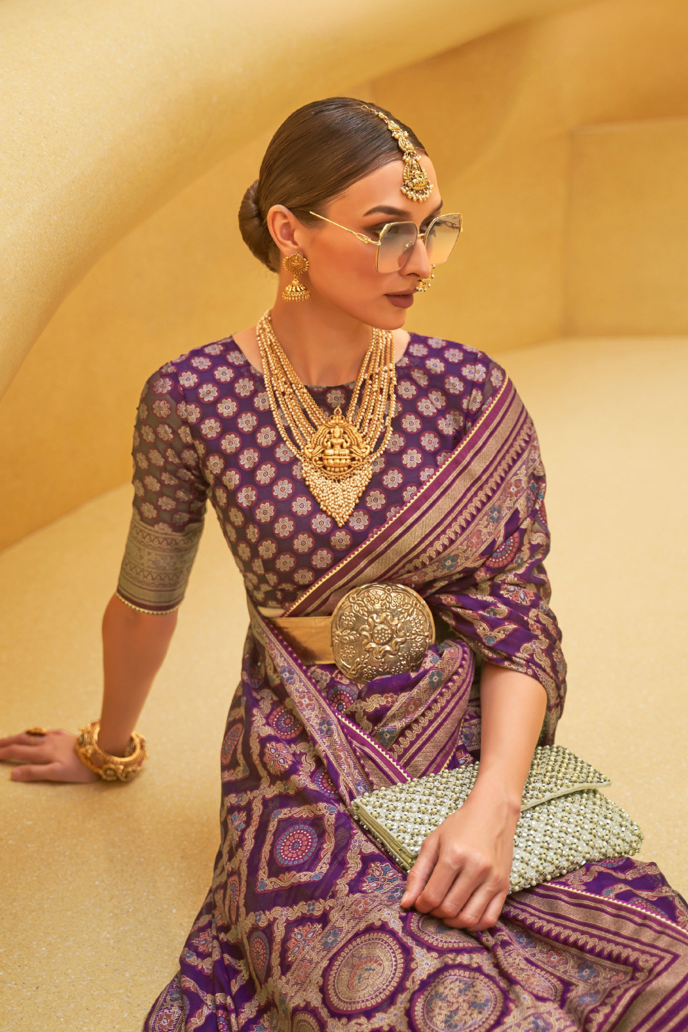 Banarasi Organza Bagh Floral Embellished Designer Saree