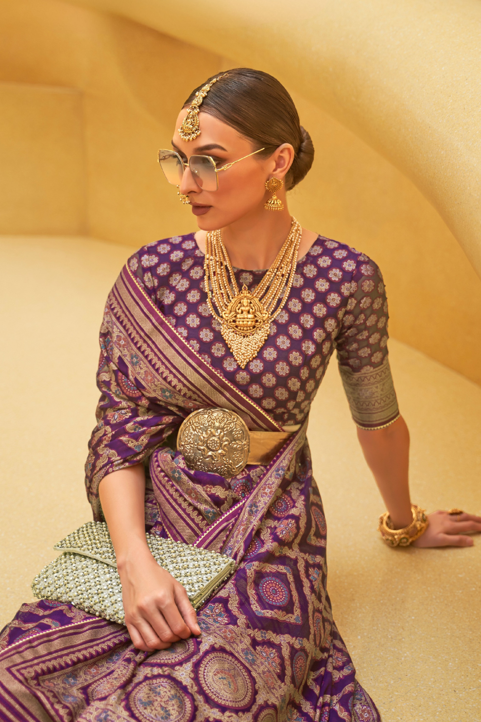 Banarasi Organza Bagh Floral Embellished Designer Saree