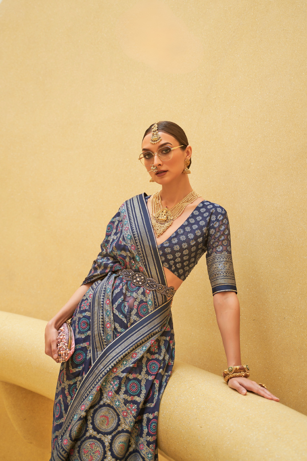 Banarasi Organza Bagh Floral Embellished Designer Saree