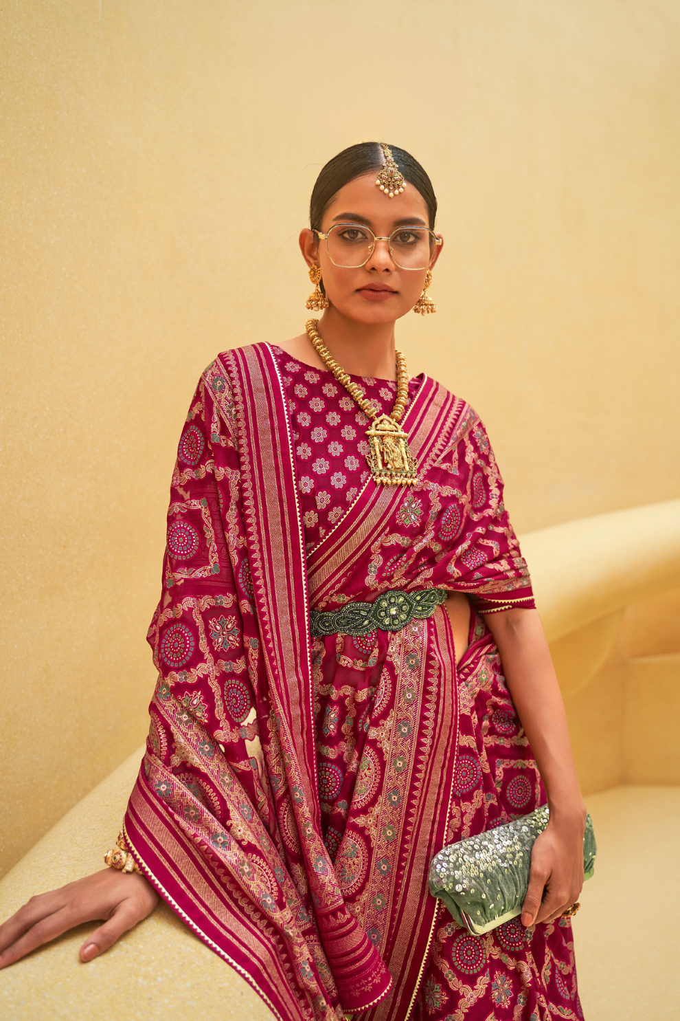 Banarasi Organza Bagh Floral Embellished Designer Saree