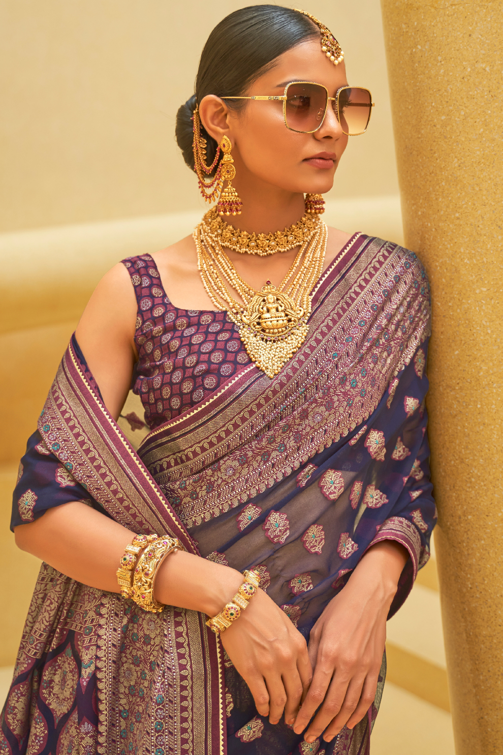 Banarasi Organza Bagh Floral Embellished Designer Saree