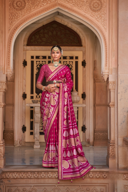 Banarasi Silk Blend Saree with Rich Zari Weaving
