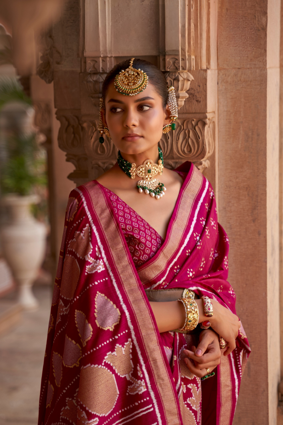 Banarasi Silk Blend Saree with Rich Zari Weaving