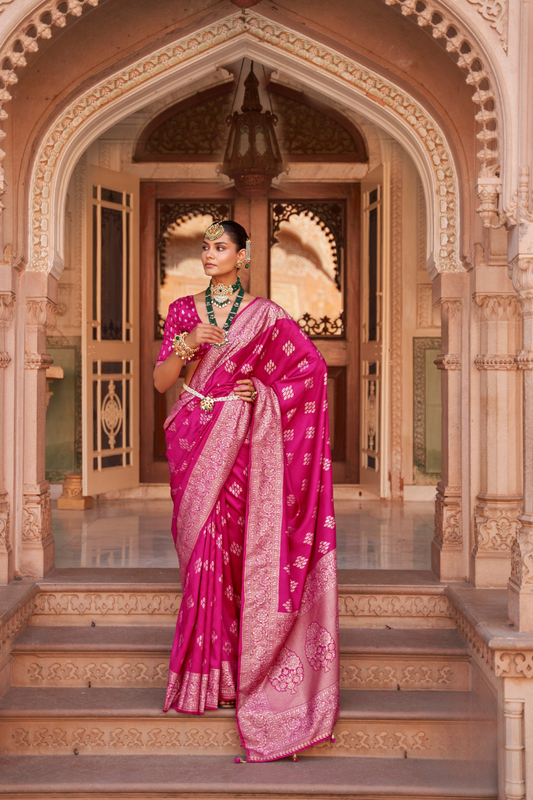 Banarasi Silk Blend Saree with Rich Zari Weaving