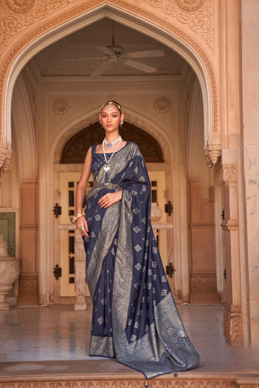 Banarasi Silk Blend Saree with Rich Zari Weaving